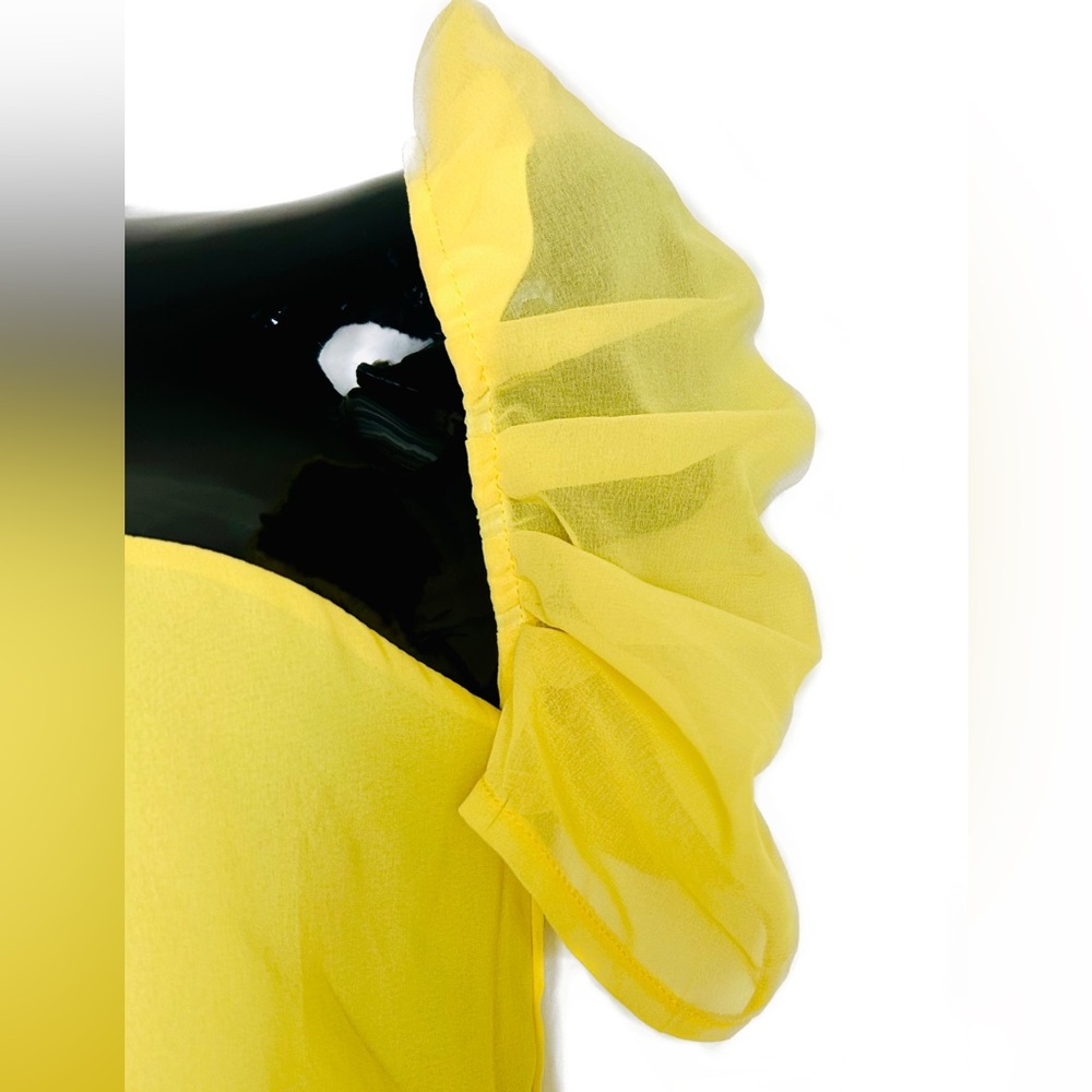 “PrettyLittleThing” Yellow One-Shoulder Knot Mini Dress - Picture 13 of 17